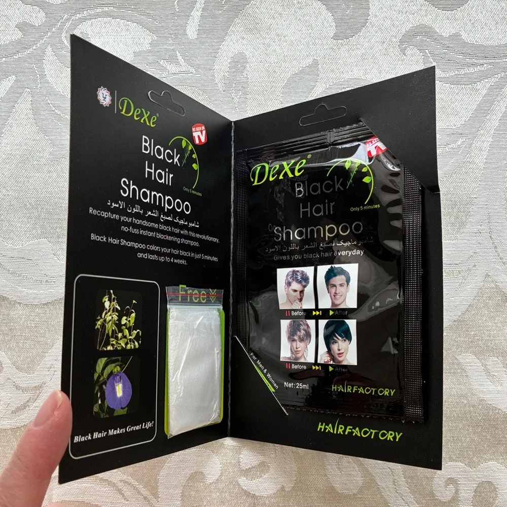 Dexe Black Hair Shampoo/Dye-Set of 3 Applications